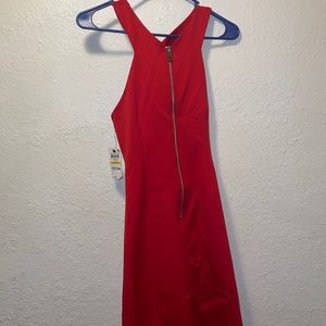 Womens Red Sleeveless Keyhole Above The Knee Shift Party Dress